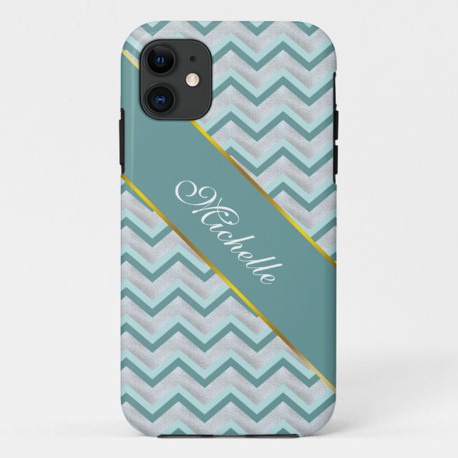 Coques Case-Mate iPhone Turquoise et perles ZigZag (Dos)
