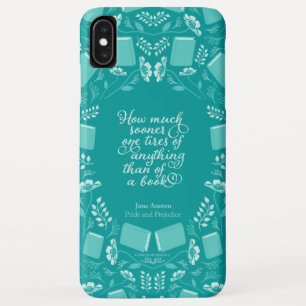 Case-Mate iPhone Case Turquoise Floral Pride & Prejudice Bookish Citatio