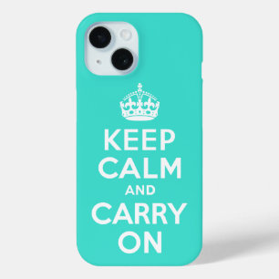 Coque Pour iPhone 15 Turquoise Gardez le calme et continuer