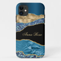 *~* Turquoise Glam Agate Geode Gold Parties scinti