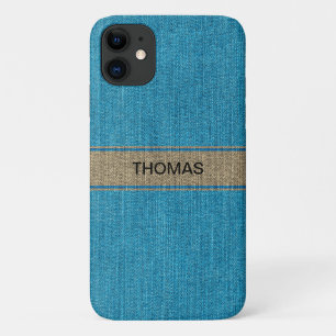 Case-Mate iPhone Case Turquoise Gold Denim Jeans Fabric Nom Personnalis