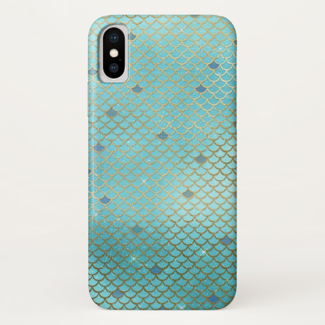 Coques Case-Mate iPhone Turquoise Green Aqua Mermaid Scales Motif (Dos)