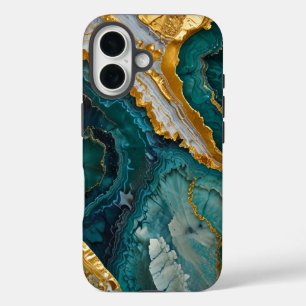 Coque Pour iPhone 16 Turquoise marbling