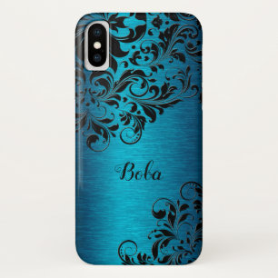 Case-Mate iPhone Case Turquoise Métallique Avec Monogramme De Dentelle F
