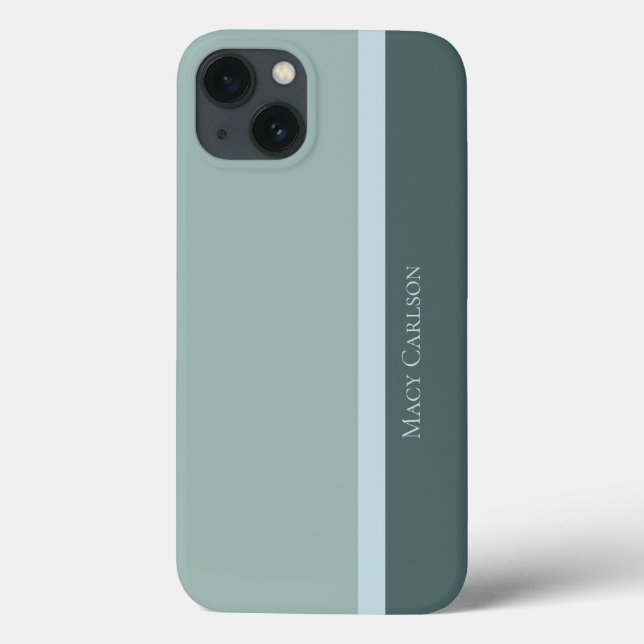 Coques Case-Mate iPhone Turquoise moderne rayé vert & bleu bébé (Verso)
