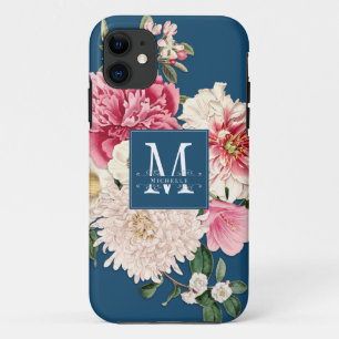 Case-Mate iPhone Case Turquoise Monogramme Vintage tourbillons de pivoin