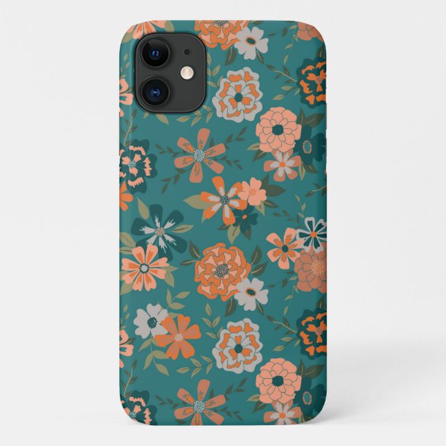 Coques Case-Mate iPhone Turquoise Orange tendance Floral Vine Motif (Dos)