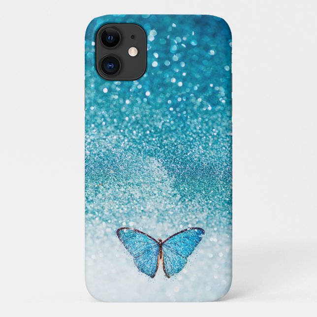 Coques Case-Mate iPhone Turquoise parfumant avec papillon (Dos)