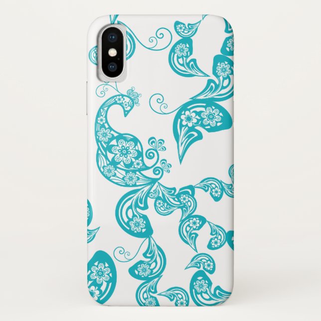 Coques Case-Mate iPhone Turquoise Peacock Floral Paisley Élégant (Dos)