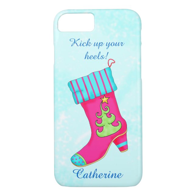 Coques Case-Mate iPhone Turquoise Rose Kick Up Talons Christmas Boot Name (Dos)
