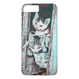 Coques Pour iPhone Turquoise Trois Petits Chatons Jetant Un Coup D'Oe