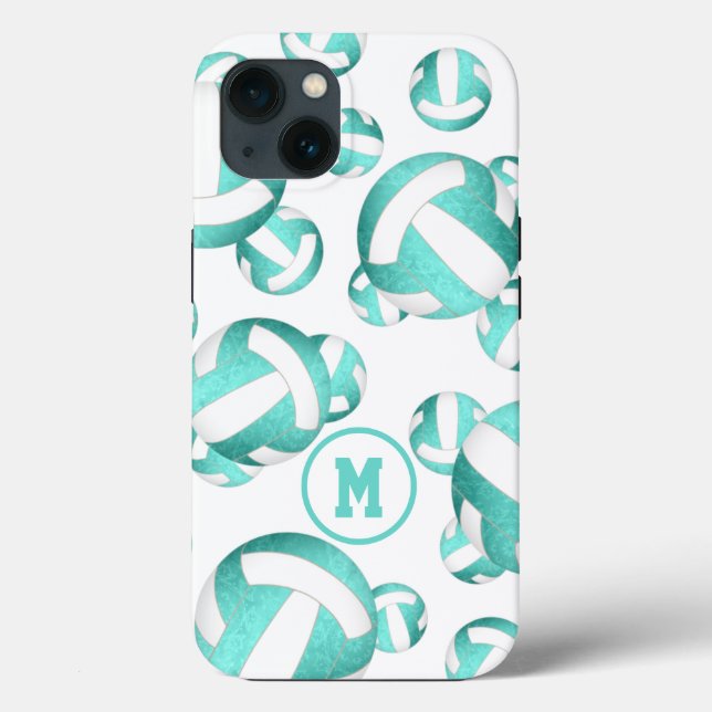 Coques Case-Mate iPhone Turquoise turquoise blanc volleyballs cadeaux moti (Verso)