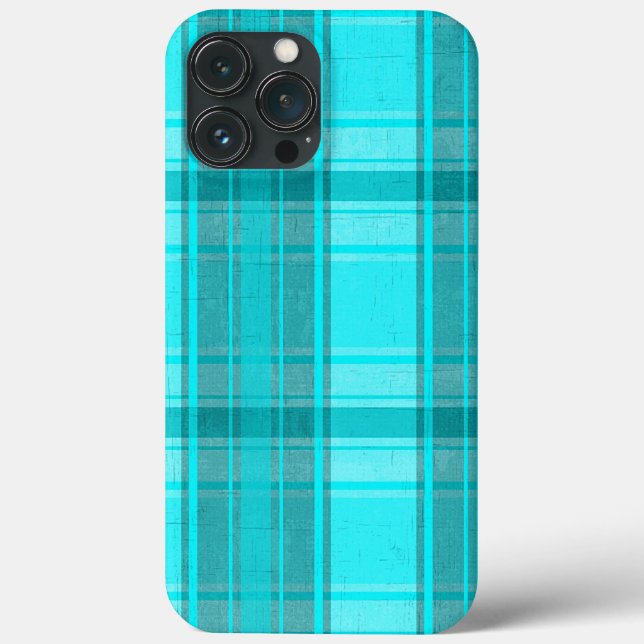Coques Case-Mate iPhone Turquoise Turquoise Faux Textile Tartan Plaid Moti (Verso)