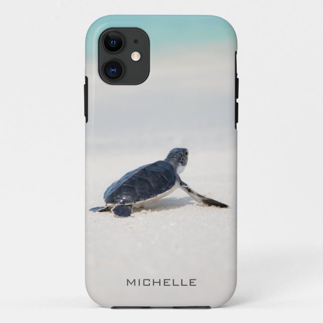 Coques Case-Mate iPhone Turtle Beach Voyage Nom personnalisé | Nature (Dos)