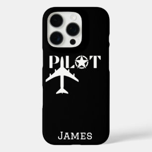 Coques iPhone 16 Pro Typographie du pilote et minimaliste de l'avion Pe