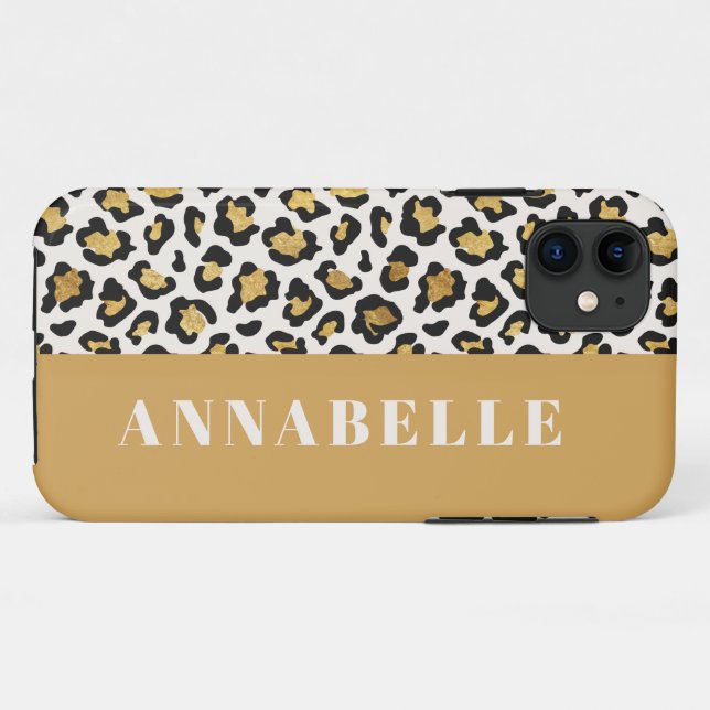 Coques Case-Mate iPhone typographie Empreinte de léopard initiale audacieu (Dos (Horizontal))