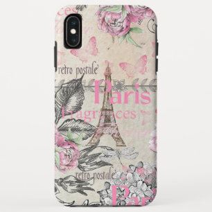 Case-Mate iPhone Case Typographie florale rose chic de Tour Eiffel de