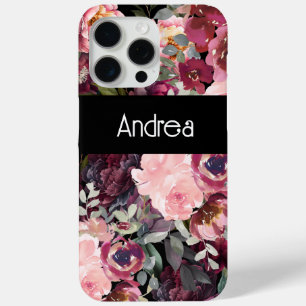 Coque iPhone 15 Pro Max Typographie moderne arrière - plan floral