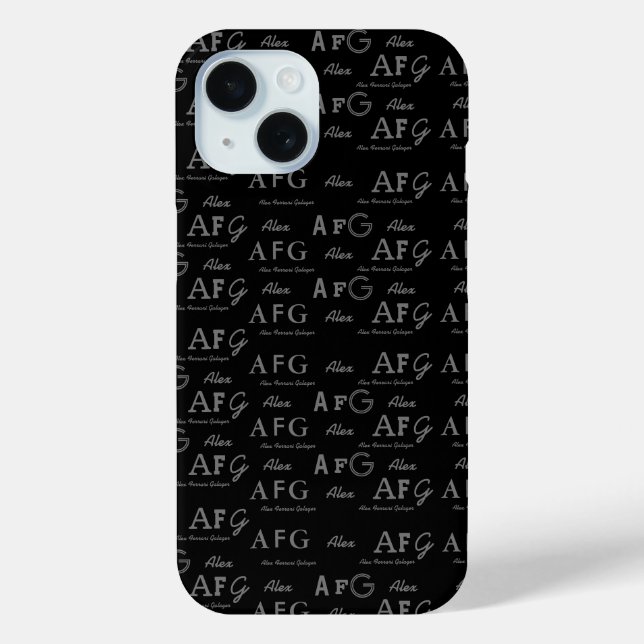 Coques Case-Mate iPhone Typographie Monogrammes noir élégant (Verso)