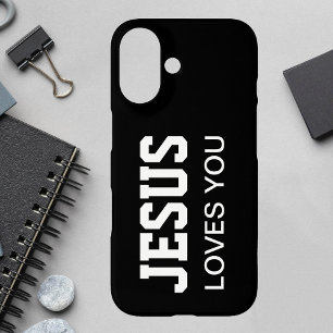 Coques iPhone 16 Typographie Motivationnelle Jésus Vous Aime