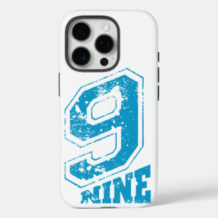 Coques iPhone 16 Pro Typographie Rétro Minimaliste bleu Numéro Neuf