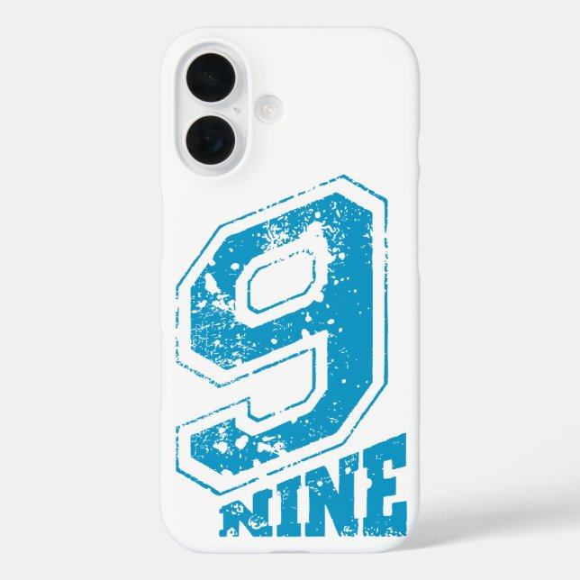 Coques Case-Mate iPhone Typographie Rétro Minimaliste bleu Numéro Neuf (Verso)