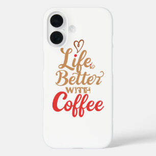 Coque Pour iPhone 16 Typographie Rétro pour Amoureux du Café