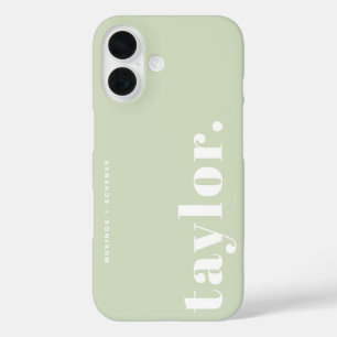 Coque Pour iPhone 16 Typographie rétro verte à la menthe Personnalisée