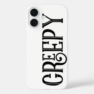 COQUE POUR iPhone 16 TYPOGRAPHIE VINTAGE BLANC NOIR FANTAISISTE ÉTRANGE