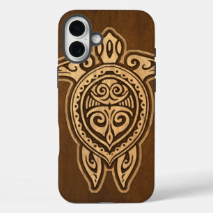 Coques iPhone 16 Plus Uhane Honu Faux Wood Hawaiian Turtle iPhone 5 Coqu