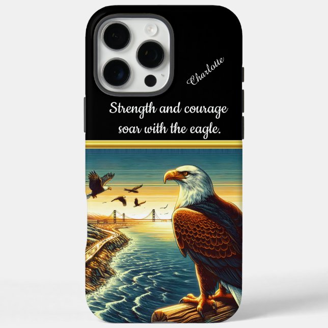 Coques Case-Mate iPhone Un aigle majestueux surplombe un coucher de soleil (Verso)