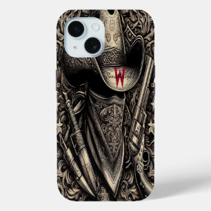 Coque Pour iPhone 15 Un cow-boy robuste dans un casquette patiné, brand