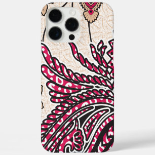 Coques iPhone 16 Pro Max Un design cachemire décoratif avec rouge vif et ép