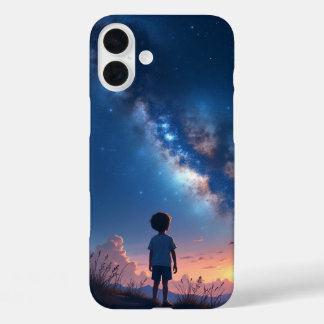 Coques iPhone 16 Plus Un enfant qui rêve en regardant le ciel nocturne