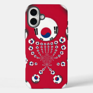 Coques iPhone 16 Plus Un kaléidoscope rouge dynamique en Corée du Sud