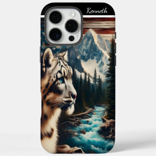 Coques iPhone 16 Pro Max Un léopard des neiges regarde le ruisseau Mountain