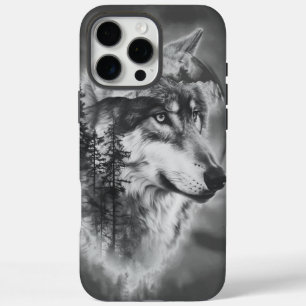 Coques iPhone 16 Pro Max Un loup majestueux contemple les montagnes brumeus