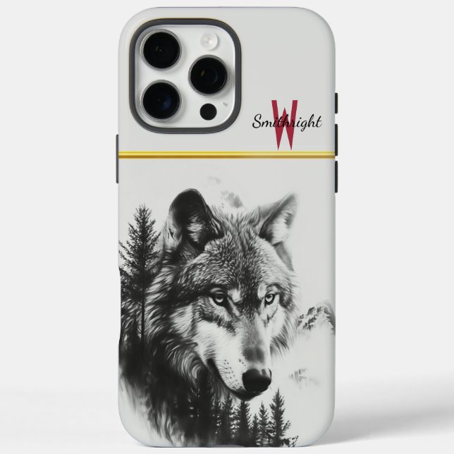 Coques Case-Mate iPhone Un loup majestueux contemple un paysage boisé brum (Verso)