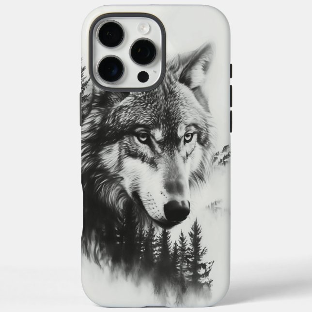 Coques Case-Mate iPhone Un loup majestueux contemple un paysage boisé brum (Verso)
