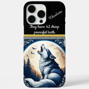 Coques iPhone 16 Pro Max Un loup majestueux hurle au ciel de la Lune en hiv
