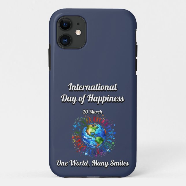 Coques Case-Mate iPhone Un Monde Beaucoup Sourient. Jour du Bonheur. (Dos)