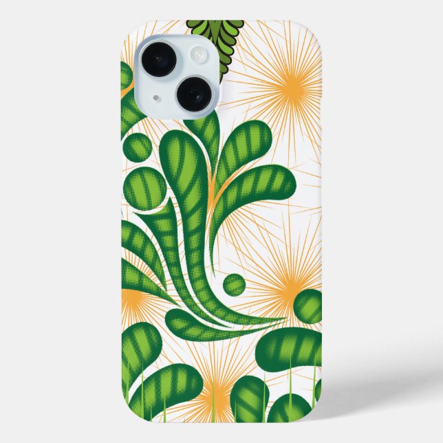 Coques Case-Mate iPhone Un motif artistique vert et or représentant un arb (Verso)