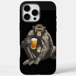 Coques iPhone 16 Pro Max un singe avec une bière à la main