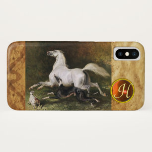 Coque iPhone X Un Stallion Arabe Gris Gallophile Avec Un Monogram