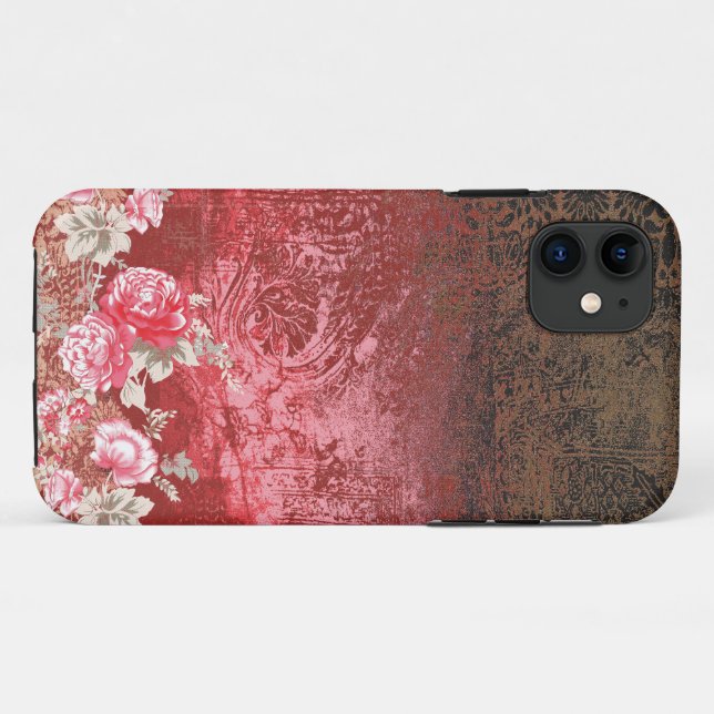 Coques Case-Mate iPhone un tableau rouge et noir avec un arrière - plan ro (Dos (Horizontal))