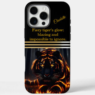 Coques iPhone 16 Pro Max Un tigre flamboyant brille la nuit