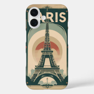 Coque Pour iPhone 16 Une affiche de Paris de style rétro