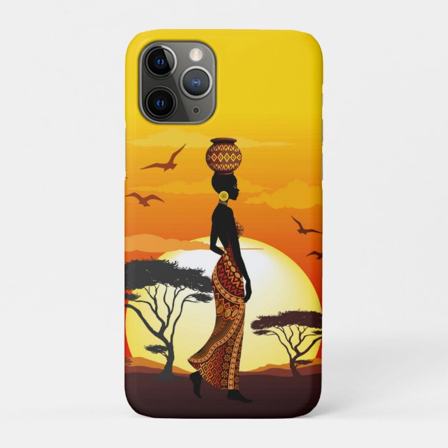 Coques Case-Mate iPhone Une belle femme africaine Silhouette sur les solei (Dos)