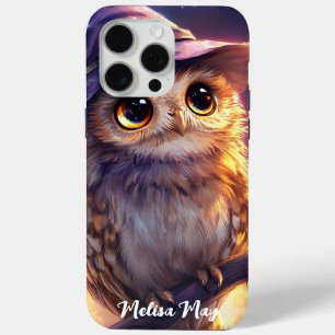Coque iPhone 15 Pro Max Une chouette portant un Casquette sorcier
