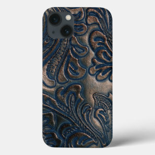 Case-Mate iPhone Case Une conception en cuir Brown foncé Vintage embouti